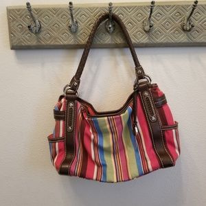 Fossil Modern Vintage Striped Canvas Bag